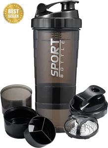 16Oz Shaker Blender Bottle for Protein Pre Workout with Powder Container Kit - Picture 1 of 12