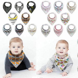 Baby Bandana Drool Bibs for Cute Girls Unisex 8-Pack Gift Infant Bib Set Cotton - Picture 1 of 14