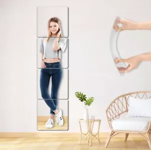 Unbreakable Wall Mirror Full Length Tiles, 4Pcs 10x10 inch Full body - Picture 1 of 7