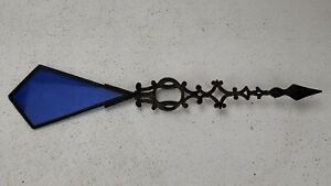 Antique Blue Diamond Glass Weathervane Lightning Pointer Ornament Metal Scroll