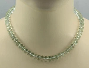 Prasiolith Kette - Grüner Amethyst facettiert Halskette für Damen 45,5 cm - Picture 1 of 2