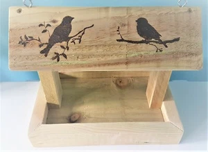 Sturdy Upcycled Decorated Wooden Bird Feeder 30cm long x 27cm high x 20cm wide - Picture 1 of 2