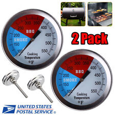 2Pcs Temperature Thermometer Gauge BBQ Grill Smoker Pit Thermostat Waterproof US