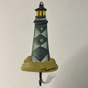 Painted Metal Lighthouse Wall Key Hanger Pre-owned EUC  - Picture 1 of 9