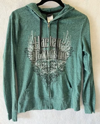 Chaqueta Harley Davidson Boswells Nashville TN para mujer grande polar verde cremallera Foto 1 de 4