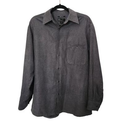 Marc Edwards Sueded Luxe Mens Button Front Long Sleeve Shirt Gray Size Medium - Image 1 of 4