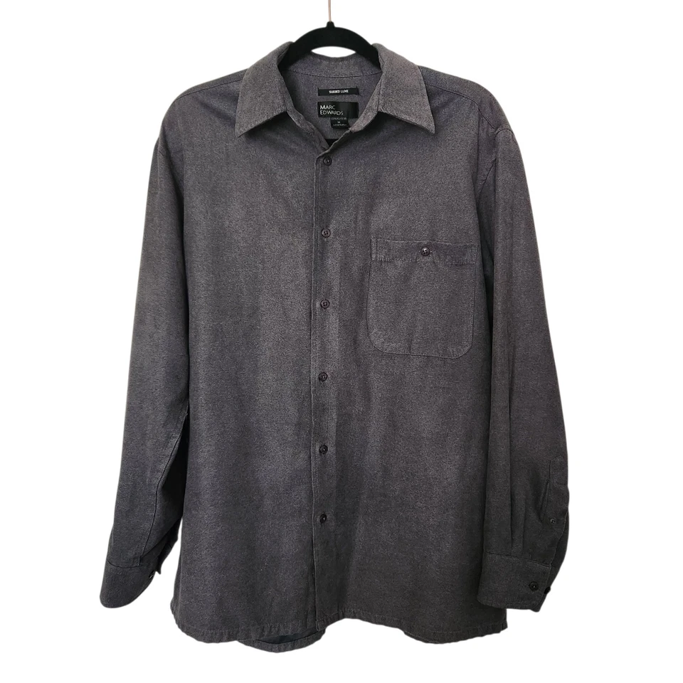 Marc Edwards Sueded Luxe Mens Button Front Long Sleeve Shirt Gray Size Medium - Image 1 of 4