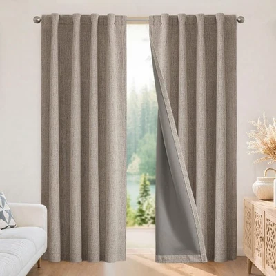 Melhores cortinas blackout Joydeco para quarto - linho natural 84 polegadas de comprimento 100 leves - Imagem 1 de 4