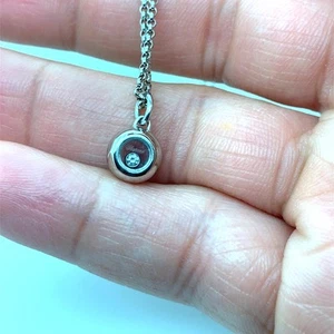 Chopard 18K White Gold Single Happy Diamond Round Pendant Necklace 17 Inches - Picture 1 of 7