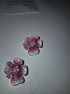 Large pink butterfly Clip-on Earrings CHARITY SALE - Picture 1 of 1
