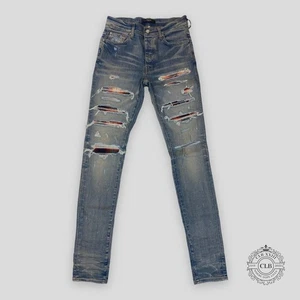 AMIRI PLAID THRASHER JEANS - CLAY INDIGO - Picture 1 of 6