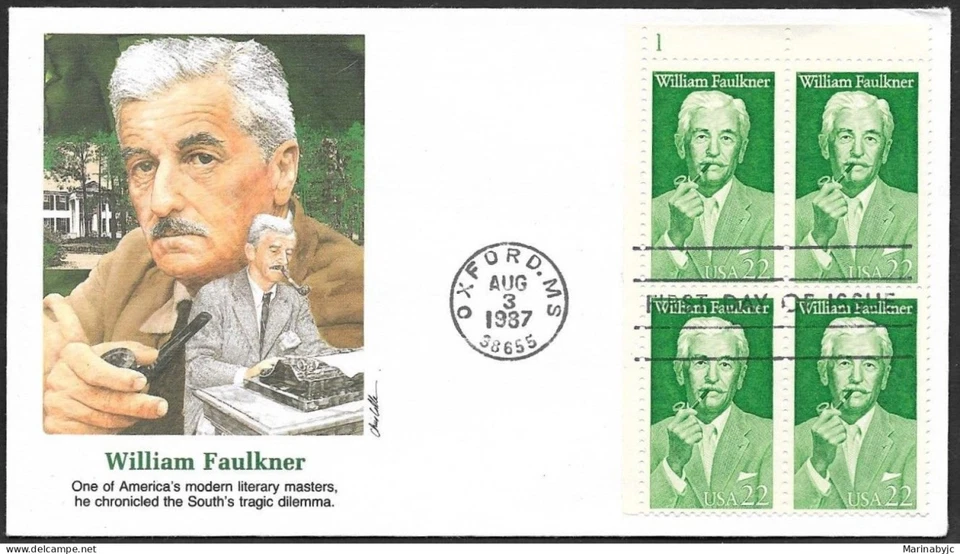 SKV) 1987. Estados Unidos. William Faulkner, FDC XF Foto 1 de 1