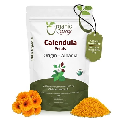 Pétalos de flor de caléndula Organic Way - Té de hierbas | Certificado Kosher y USDA Foto 1 de 4
