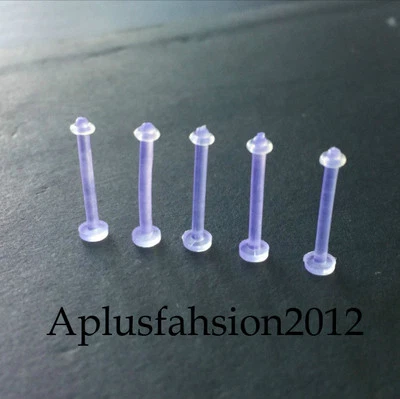 5 o más 14G 15mm BIOPLÁSTICO ACRÍLICO TRANSPARENTE INVISIBLE LENGÜETA RETENEDOR ANILLO BARRA Foto 1 de 3