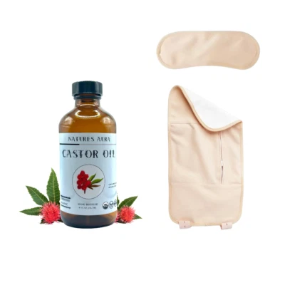 Aceite de ricino orgánico Natures Aura + paquete de 2 ricinos | prensado en frío, sin hexano Foto 1 de 4