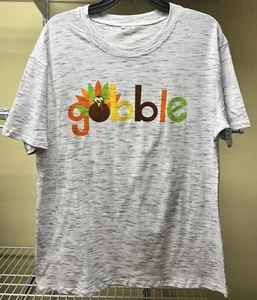 Gobble Turkey Thanksgiving Short Sleeve Heathered Gray T-Shirt X-Large New - Picture 1 of 9