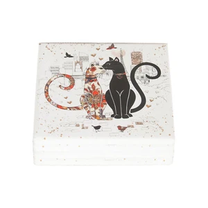New 4pc Coaster Set Drink Embossed Cat Couple Coasters Ceremic Chinaware 10cm - Bild 1 von 1