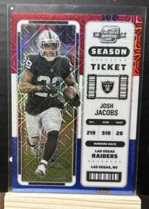 2022 Panini Contenders Optic Josh Jacobs Season Ticket Red White & Blue /13 - Picture 1 of 3