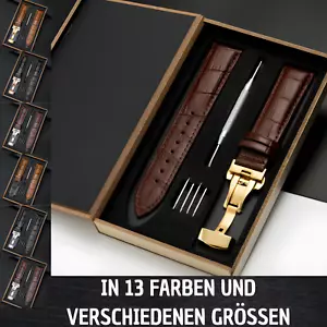 Uhrenarmband Leder mit Clip für feste Stege 18,20 , 22 , 24 mm mit Werkzeug für - Bild 1 von 33