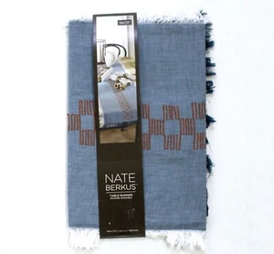 Nate Berkus Denim Chambray Kühlschrank bestickt Baumwolle Tischläufer blau - Bild 1 von 5