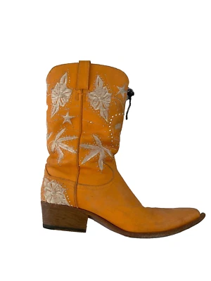 Richmond Embroidered Orange Suede Vintage Look Western Boots Size 37 - Image 1 of 4