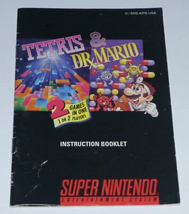 TETRIS & DR. MARIO BOOKLET ONLY - SNES Super Nintendo, Instruction Manual - Picture 1 of 2