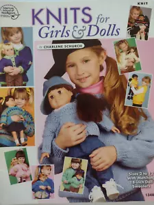 KNITS FOR GIRLS AND DOLLS Girl Sizes 2-12 ~18" Doll Sweaters ASN 1348 Out of pri - Picture 1 of 4