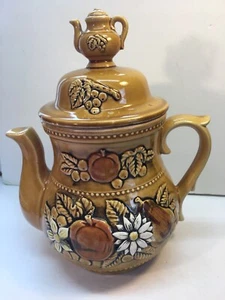 Tetera de cerámica MCM TARRO GALLETAS ~ Bote de frutas y flores, años 60 APCO Japón - Imagen 1 de 8
