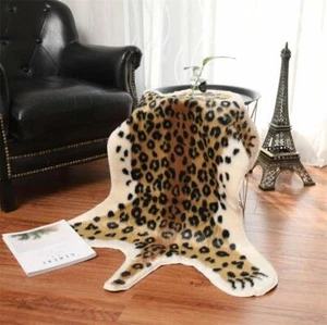 Faux Fur Leopard Print Animal Rug Bedroom Carpet Rug Door Non-Slip Mat 31 x 41'' - Picture 1 of 5