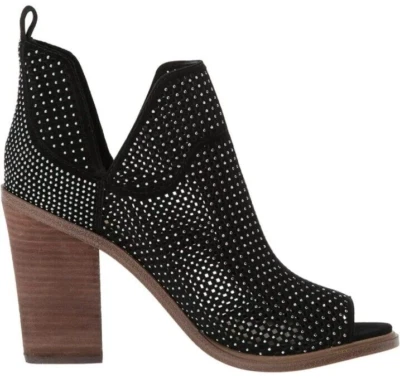 Vince Camuto 7.5 M Negro Corte Cuero Tacón Alto Punta Abierta Glamour Y2K Club Foto 1 de 4