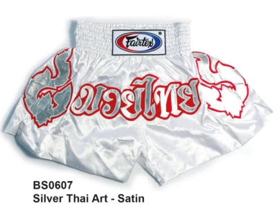 FAIRTEX MUAY THAI KICK BOXING MMA K1 FIGHTING SATIN SHORTS ''THAI FONT'' ART - Image 1 of 3