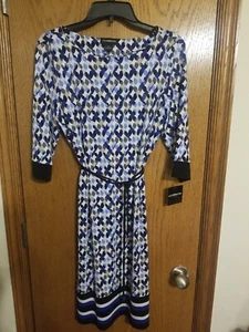 Liz Claiborne, Medium, Blue Diamond Multi Dress New with Tags - Picture 1 of 5