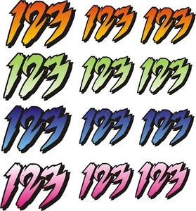 3x RENNNUMMER AUFKLEBER GRAFIK AUFKLEBER - IHRE WAHL AN FARBEN UND NUMMERN - Bild 1 von 1
