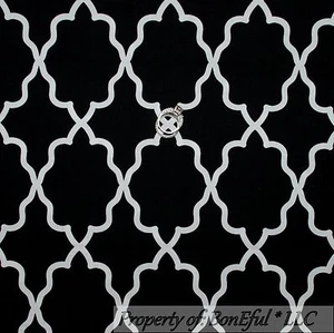 BonEful Fabric Cotton Quilt Black White B&W Damask Ethnic Bohemian Print 1 SCRAP - Picture 1 of 11