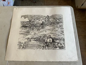1977 Steven Trefonides Woodblock Etching "The Bather" Numbered Stamped & Signed - Picture 1 of 11