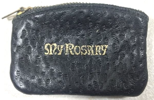 BORSA ROSARIO VINTAGE MY ROSARY IN PELLE NERA TESTURIZZATA CON CERNIERA con FODERA IN VELLUTO NERO - Foto 1 di 7