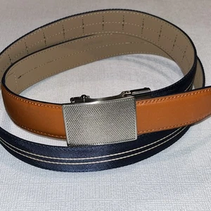 Nexbelt Work Or golf belt Navy Blue & Orange, Ratchet Belt Silver Buckle - Picture 1 of 9