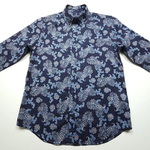 Ben Sherman Men Shirt Medium Blue Paisley Floral Stretch Business Casual Leisure - Picture 1 of 17