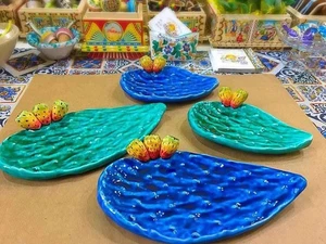 Pala di Ficodindia in ceramica siciliana con smalto in vero cristallo - disponib - Picture 1 of 1