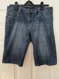 Calvin Klein Women's Blue Denim Flat Front Bermuda Shorts - Size 12 - 10" Inseam - Picture 1 of 4