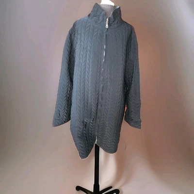 Reversible Komitor Womens Quilted Coat Size 3X Black & Silver Polyester Nylon - Image 1 of 4