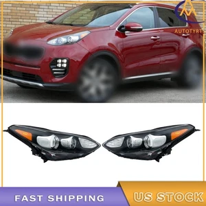 Halogen Headlamps For 2017-2020-22 Kia Sportage Headlights w/LED DRL LH+RH Black - Foto 1 di 10