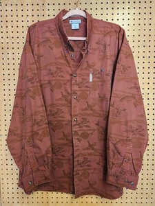 Columbia Herren XXL River Lodge Fisch Print Knopfleiste Langarm Hemd Vintage - Bild 1 von 9