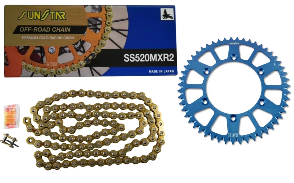 Piñón trasero Sunstar/cadena dorada 51 dientes azul Yamaha YZ125 YZ250 YZ250F YZ450F Foto 1 de 4