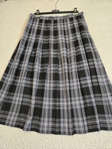 Midirock Damen grau schwarz kariert mit rosa Streifen Plissee Größe 14 adrette College - Bild 1 von 6