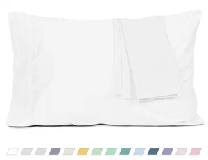 Pillow Cases, Standard Queen Size Cotton Percale Weave Pillowcases, Pre-Shrun... - Picture 1 of 8