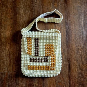 Vintage Mr Ernest Handtasche inkl. Gummi Tropfen Perlen Erdtöne geometrisch MCM SIMON - Bild 1 von 11
