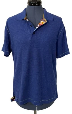 Camisa Polo Robert Graham Para Mujer Calce Clásico Azul Manga Corta Borde en Contraste M Foto 1 de 4