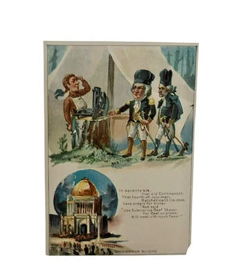 Tarjeta comercial empresarial afeitadora de carne anuncio picadora de comida antigua 1893 George Washington Foto 1 de 2