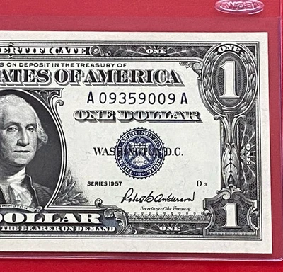1957 $1 Dollar Silver Certificate (Blue Seal) Block A-A , Uncirculated - Image 1 of 3